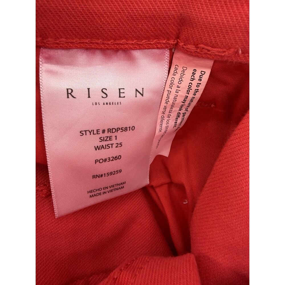 Risen Wide Leg Jeans Womens Poppy Red High Rise Stretch Fireball Pants Size 1/25 - Picture 7 of 8
